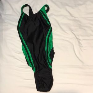 Green and black Speedo training bathing suit